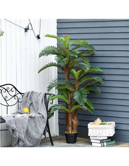 Outsunny 5FT Artificial Fern Tree with 36 Leaves, Decorative Fake Plant for Indoor Outdoor Décor, Nursery Pot 844-354 - pic 97181 | FastDaddyshop