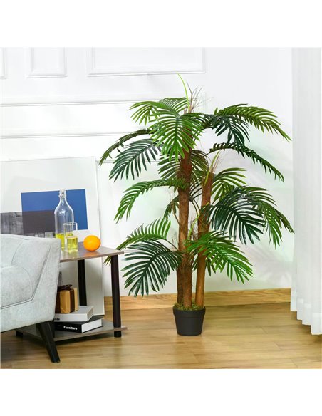 Outsunny 120cm/4FT Artificial Palm Tree Decorative Plant w/ 19 Leaves Nursery Pot Fake Plastic Indoor Outdoor Greenery Home Offi - pic 97184 | FastDaddyshop