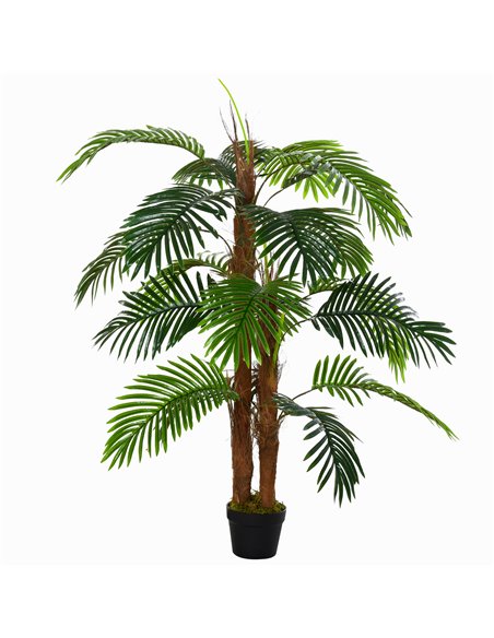 Outsunny 120cm/4FT Artificial Palm Tree Decorative Plant w/ 19 Leaves Nursery Pot Fake Plastic Indoor Outdoor Greenery Home Offi - pic 97185 | FastDaddyshop