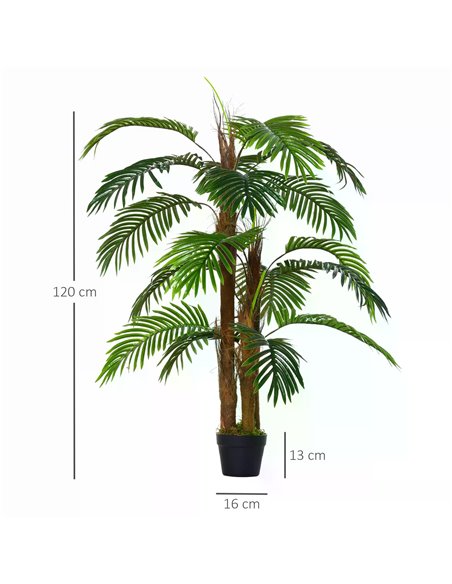 Outsunny 120cm/4FT Artificial Palm Tree Decorative Plant w/ 19 Leaves Nursery Pot Fake Plastic Indoor Outdoor Greenery Home Offi - pic 97186 | FastDaddyshop