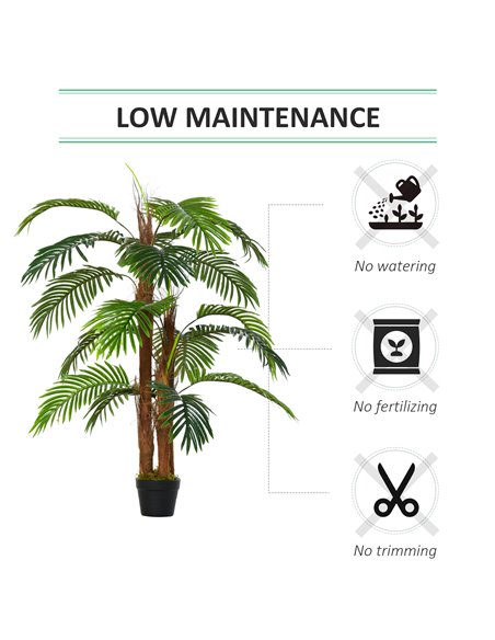 Outsunny 120cm/4FT Artificial Palm Tree Decorative Plant w/ 19 Leaves Nursery Pot Fake Plastic Indoor Outdoor Greenery Home Offi - pic 97188 | FastDaddyshop