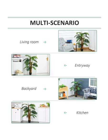 Outsunny 120cm/4FT Artificial Palm Tree Decorative Plant w/ 19 Leaves Nursery Pot Fake Plastic Indoor Outdoor Greenery Home Offi - pic 97189 | FastDaddyshop