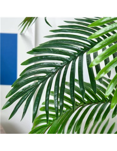Outsunny 120cm/4FT Artificial Palm Tree Decorative Plant w/ 19 Leaves Nursery Pot Fake Plastic Indoor Outdoor Greenery Home Offi