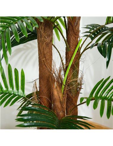Outsunny 120cm/4FT Artificial Palm Tree Decorative Plant w/ 19 Leaves Nursery Pot Fake Plastic Indoor Outdoor Greenery Home Offi