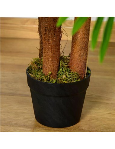 Outsunny 120cm/4FT Artificial Palm Tree Decorative Plant w/ 19 Leaves Nursery Pot Fake Plastic Indoor Outdoor Greenery Home Offi