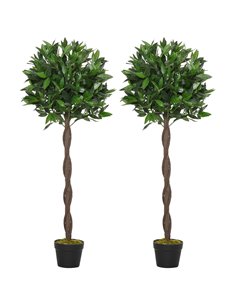 Outsunny Artificial Topiary Bay Laurel Ball Trees, Set of 2, Decorative Plant with Nursery Pot, for Indoor Outdoor Use, 120cm 84
