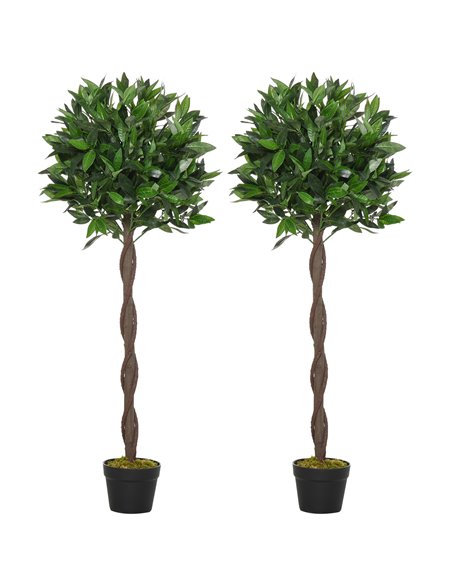Outsunny Artificial Topiary Bay Laurel Ball Trees, Set of 2, Decorative Plant with Nursery Pot, for Indoor Outdoor Use, 120cm 84 - pic 97193 | FastDaddyshop