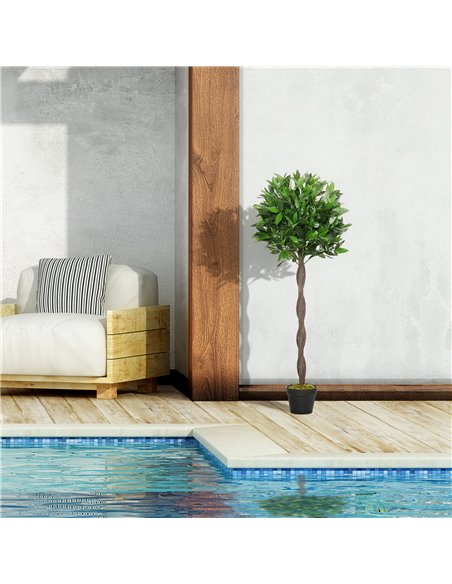 Outsunny Artificial Topiary Bay Laurel Ball Trees, Set of 2, Decorative Plant with Nursery Pot, for Indoor Outdoor Use, 120cm 84 - pic 97196 | FastDaddyshop
