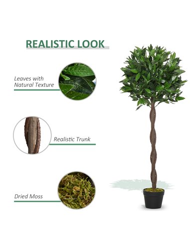Outsunny Artificial Topiary Bay Laurel Ball Trees, Set of 2, Decorative Plant with Nursery Pot, for Indoor Outdoor Use, 120cm 84