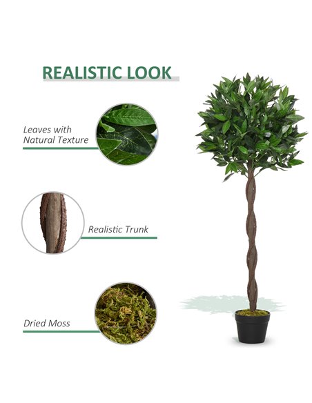 Outsunny Artificial Topiary Bay Laurel Ball Trees, Set of 2, Decorative Plant with Nursery Pot, for Indoor Outdoor Use, 120cm 84 - pic 97197 | FastDaddyshop