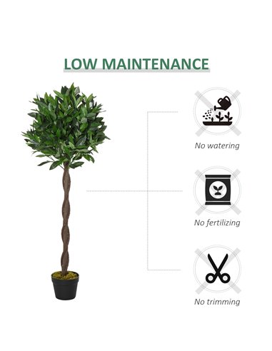 Outsunny Artificial Topiary Bay Laurel Ball Trees, Set of 2, Decorative Plant with Nursery Pot, for Indoor Outdoor Use, 120cm 84