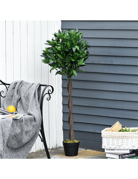 Outsunny Artificial Topiary Bay Laurel Ball Trees, Set of 2, Decorative Plant with Nursery Pot, for Indoor Outdoor Use, 120cm 84 - pic 97199 | FastDaddyshop