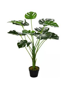Outsunny Artificial Greenery: Lifelike Monstera Deliciosa Plant with 13 Leaves & Pot for Indoor/Outdoor Décor 844-365