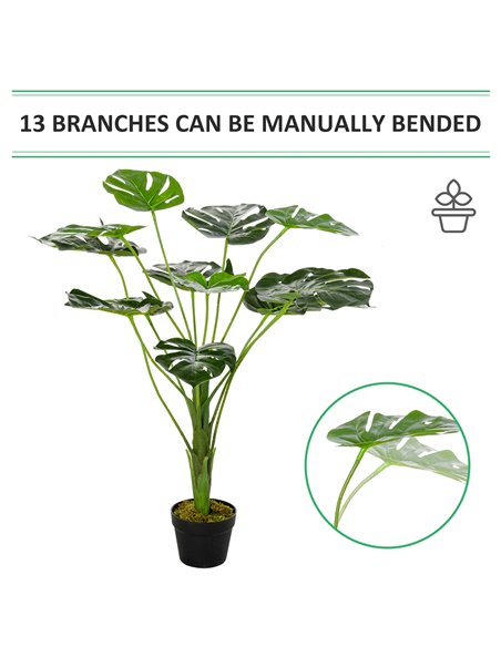 Outsunny Artificial Greenery: Lifelike Monstera Deliciosa Plant with 13 Leaves & Pot for Indoor/Outdoor Décor 844-365 - pic 97205 | FastDaddyshop