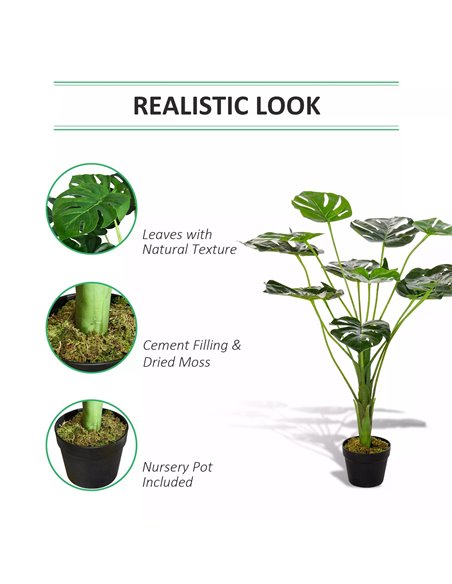 Outsunny Artificial Greenery: Lifelike Monstera Deliciosa Plant with 13 Leaves & Pot for Indoor/Outdoor Décor 844-365 - pic 97206 | FastDaddyshop