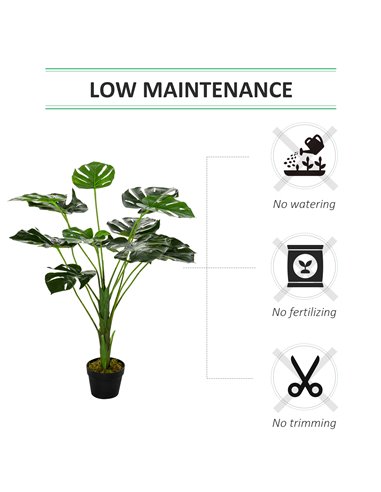 Outsunny Artificial Greenery: Lifelike Monstera Deliciosa Plant with 13 Leaves & Pot for Indoor/Outdoor Décor 844-365