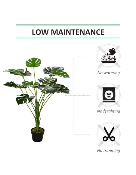 Outsunny Artificial Greenery: Lifelike Monstera Deliciosa Plant with 13 Leaves & Pot for Indoor/Outdoor Décor 844-365 - pic 97207 | FastDaddyshop