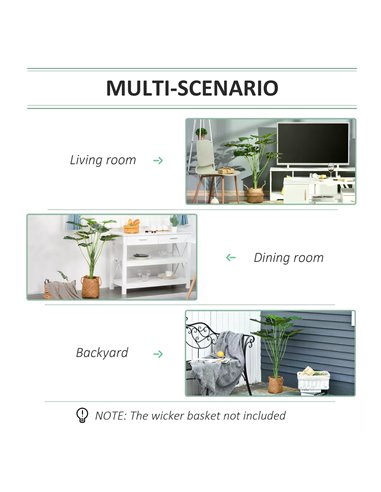 Outsunny Artificial Greenery: Lifelike Monstera Deliciosa Plant with 13 Leaves & Pot for Indoor/Outdoor Décor 844-365