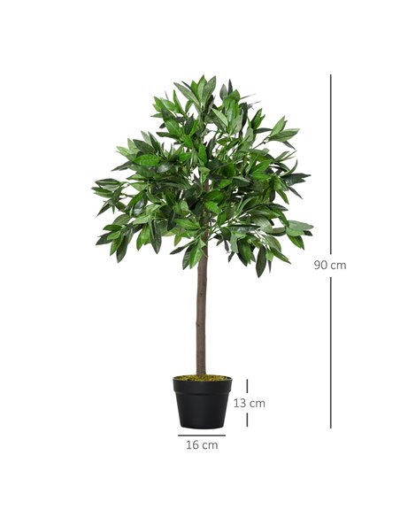 Outsunny Set of 2 Artificial Topiary Bay Laurel Ball Trees Decorative Plant with Nursery Pot for Indoor Outdoor Décor, 90cm 844- - pic 97213 | FastDaddyshop