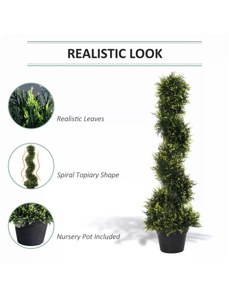 Outsunny Set Of 2 Artificial Tree 90cm/3FT Artificial Spiral Topiary Trees w/ Pot Fake Greenery Plant Home Office Garden Décor G - pic 97223 | FastDaddyshop