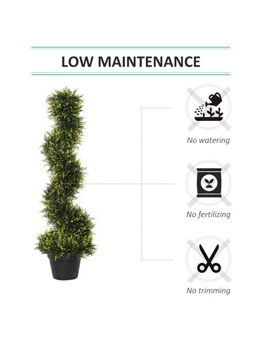 Outsunny Set Of 2 Artificial Tree 90cm/3FT Artificial Spiral Topiary Trees w/ Pot Fake Greenery Plant Home Office Garden Décor G