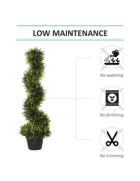 Outsunny Set Of 2 Artificial Tree 90cm/3FT Artificial Spiral Topiary Trees w/ Pot Fake Greenery Plant Home Office Garden Décor G - pic 97224 | FastDaddyshop