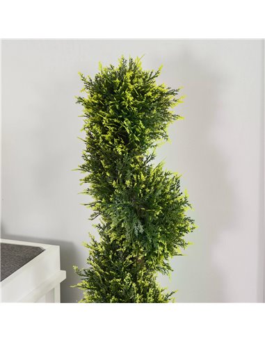 Outsunny Set Of 2 Artificial Tree 90cm/3FT Artificial Spiral Topiary Trees w/ Pot Fake Greenery Plant Home Office Garden Décor G