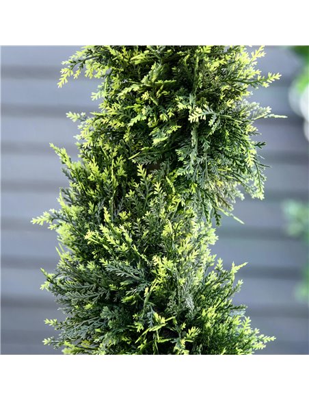Outsunny Set Of 2 Artificial Tree 90cm/3FT Artificial Spiral Topiary Trees w/ Pot Fake Greenery Plant Home Office Garden Décor G - pic 97227 | FastDaddyshop