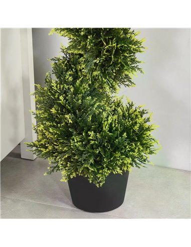 Outsunny Set Of 2 Artificial Tree 90cm/3FT Artificial Spiral Topiary Trees w/ Pot Fake Greenery Plant Home Office Garden Décor G