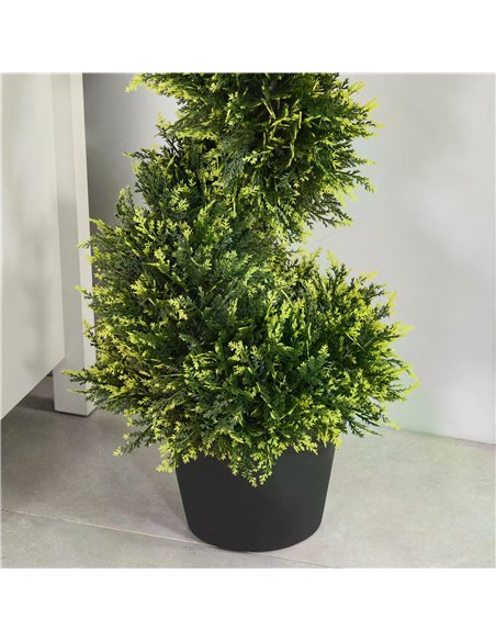 Outsunny Set Of 2 Artificial Tree 90cm/3FT Artificial Spiral Topiary Trees w/ Pot Fake Greenery Plant Home Office Garden Décor G - pic 97228 | FastDaddyshop