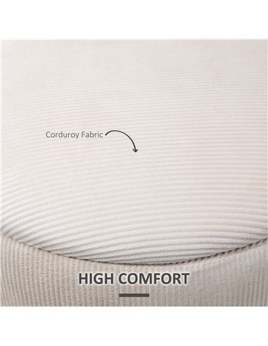 HOMCOM Modern Storage Ottoman with Removable Lid, Fabric Storage Stool, Foot Stool, Dressing Table Stool, Set of 2, White