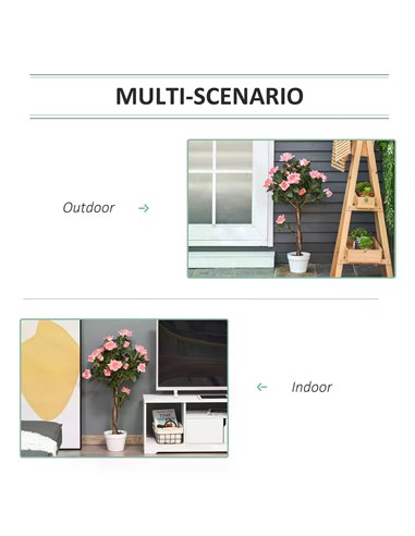 Outsunny Artificial Rose Tree: 90cm Fake Plant with 21 Flowers, Pink & Green Indoor/Outdoor Home Office Decor 844-340