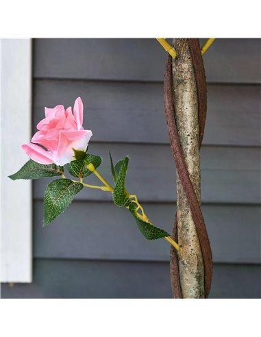 Outsunny Artificial Rose Tree: 90cm Fake Plant with 21 Flowers, Pink & Green Indoor/Outdoor Home Office Decor 844-340