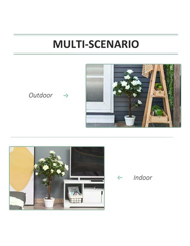 Outsunny 90cm/3FT Artificial Rose Tree Fake Decorative Plant w/ 21 Flowers Pot Indoor Outdoor Faux Decoration Home Office Décor 