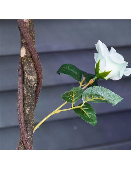 Outsunny 90cm/3FT Artificial Rose Tree Fake Decorative Plant w/ 21 Flowers Pot Indoor Outdoor Faux Decoration Home Office Décor  - pic 97244 | FastDaddyshop