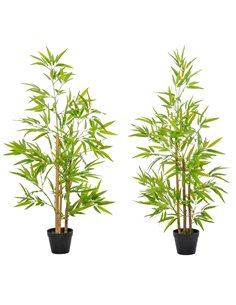 Outsunny Artificial Bamboo Trees, Set of 2, Decorative Plant with Nursery Pot, for Indoor Outdoor Use, 120cm 844-357