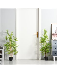 Outsunny Artificial Bamboo Trees, Set of 2, Decorative Plant with Nursery Pot, for Indoor Outdoor Use, 120cm 844-357 2