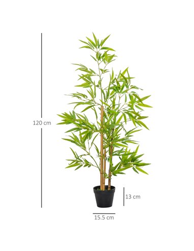 Outsunny Artificial Bamboo Trees, Set of 2, Decorative Plant with Nursery Pot, for Indoor Outdoor Use, 120cm 844-357