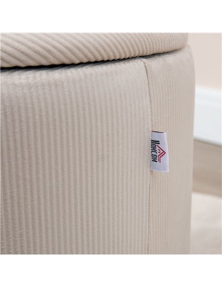 HOMCOM Modern Storage Ottoman with Removable Lid, Fabric Storage Stool, Foot Stool, Dressing Table Stool, Set of 2, White - pic 9725 | FastDaddyshop