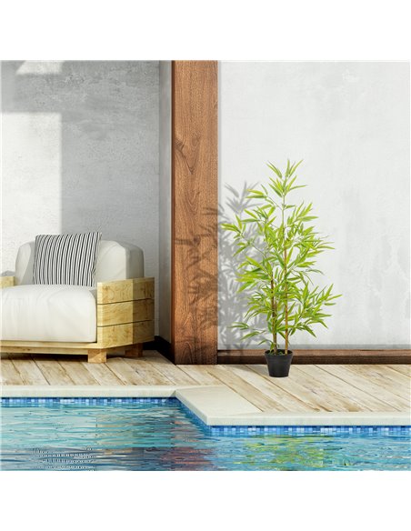 Outsunny Artificial Bamboo Trees, Set of 2, Decorative Plant with Nursery Pot, for Indoor Outdoor Use, 120cm 844-357 - pic 97250 | FastDaddyshop