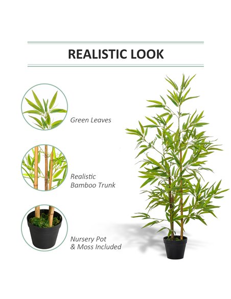 Outsunny Artificial Bamboo Trees, Set of 2, Decorative Plant with Nursery Pot, for Indoor Outdoor Use, 120cm 844-357 - pic 97251 | FastDaddyshop