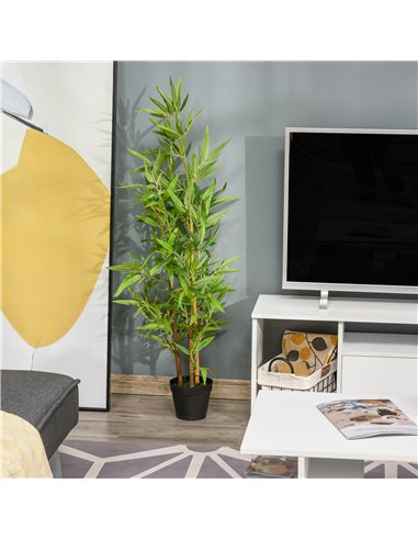 Outsunny Artificial Bamboo Trees, Set of 2, Decorative Plant with Nursery Pot, for Indoor Outdoor Use, 120cm 844-357