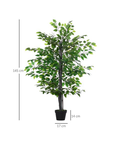 Outsunny 145cm Artificial Tree Banyan Plant Faux Decorative Tree W/ Cement Pot Vibrant Greenery Shrubbery Indoor Outdoor Accesso - pic 97258 | FastDaddyshop