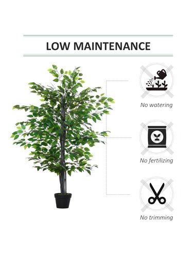Outsunny 145cm Artificial Tree Banyan Plant Faux Decorative Tree W/ Cement Pot Vibrant Greenery Shrubbery Indoor Outdoor Accesso