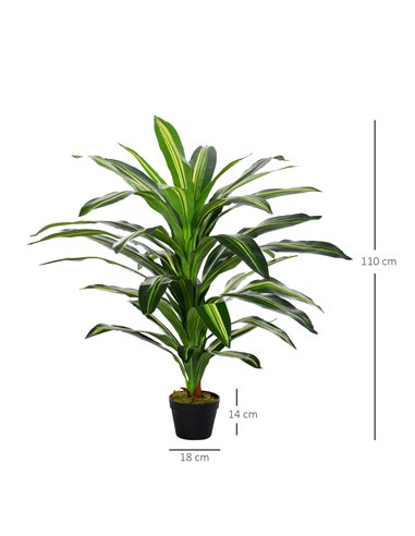 Outsunny Set of 2 Artificial Dracaena Trees, 110cm/3.6FT Tall Decorative Plants with 40 Leaves & Nursery Pot, Fake Tropical Tree