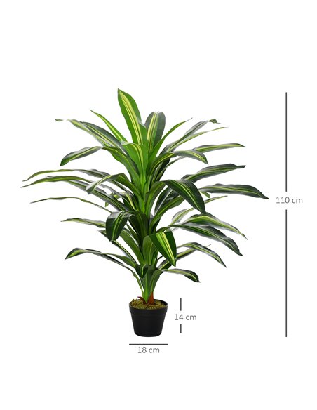 Outsunny Set of 2 Artificial Dracaena Trees, 110cm/3.6FT Tall Decorative Plants with 40 Leaves & Nursery Pot, Fake Tropical Tree - pic 97276 | FastDaddyshop