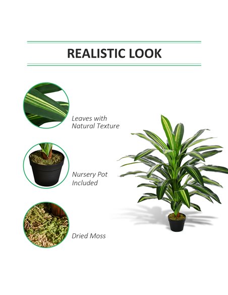 Outsunny Set of 2 Artificial Dracaena Trees, 110cm/3.6FT Tall Decorative Plants with 40 Leaves & Nursery Pot, Fake Tropical Tree - pic 97278 | FastDaddyshop
