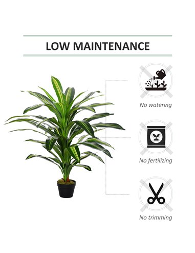 Outsunny Set of 2 Artificial Dracaena Trees, 110cm/3.6FT Tall Decorative Plants with 40 Leaves & Nursery Pot, Fake Tropical Tree