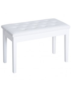 Homcom Faux Leather Piano Stool, Makeup Dressing Bench Seat with Storage, White