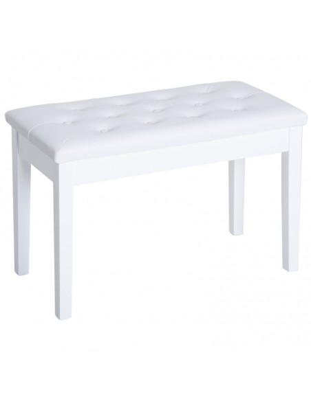 Homcom Faux Leather Piano Stool, Makeup Dressing Bench Seat with Storage, White - pic 9728 | FastDaddyshop